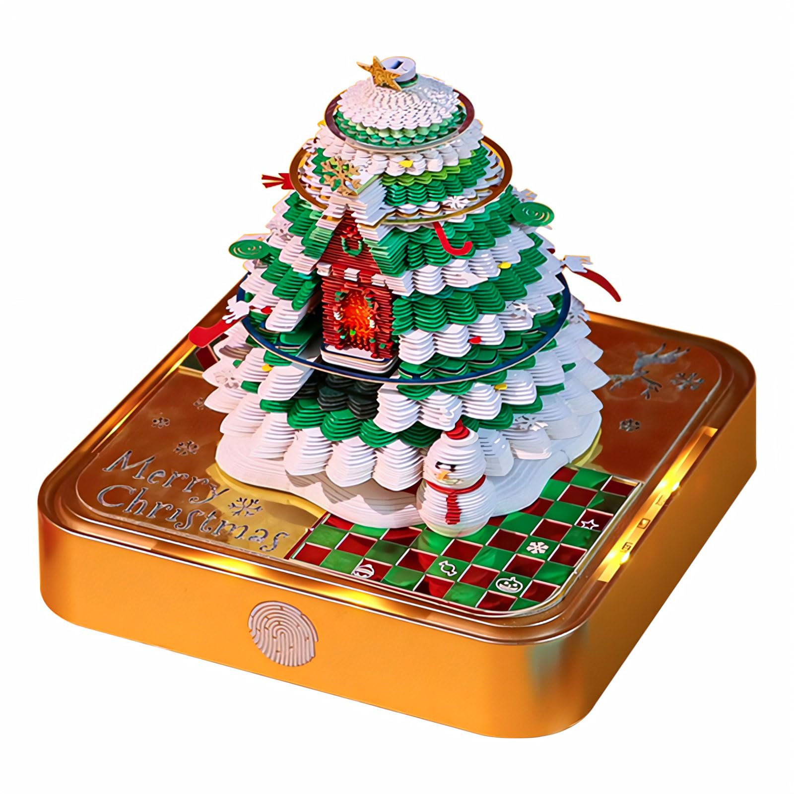 Calendário De Mesa Okyuk 2025 3d Art Com Luz Led E Árvore De Natal