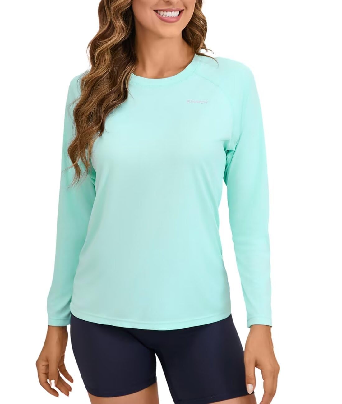Rash Guard Eteoepo Para Mulheres Upf 50+, Manga Comprida, Verde, Tamanho L