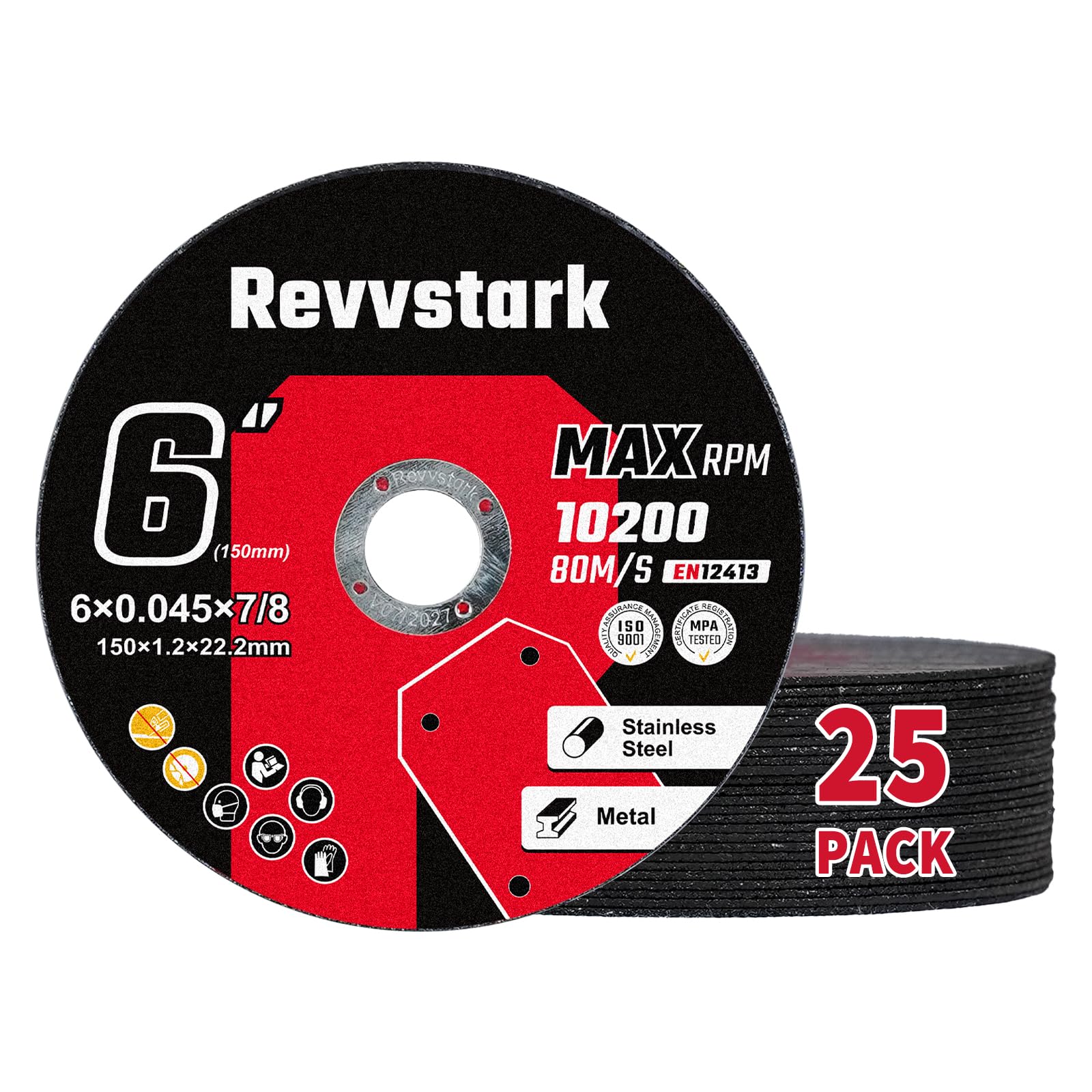 Cut Off Wheels Revvstark 6 X 150 Mm Para Rebarbadora Angular, Pacote Com 25
