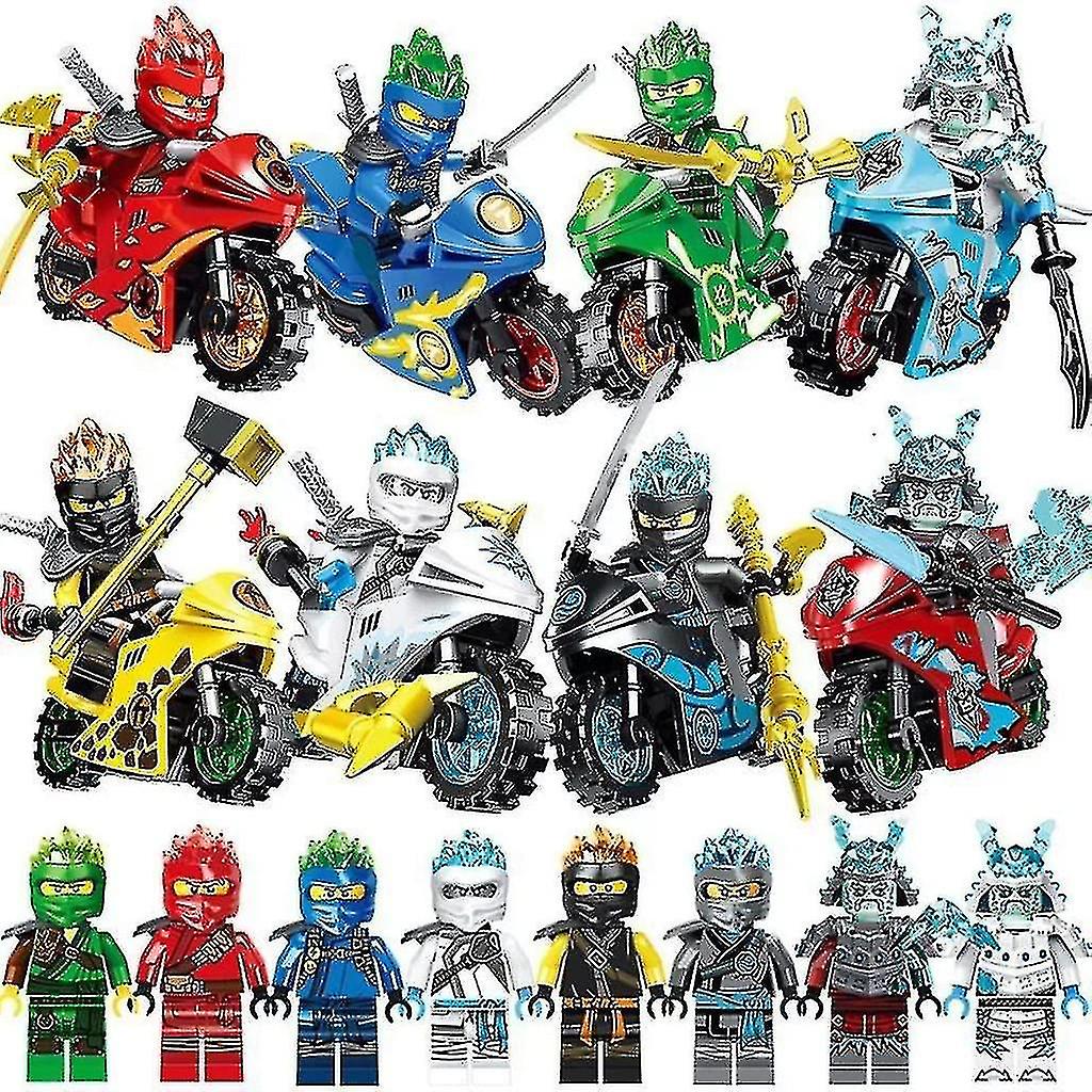 Ninja Building Blocks Motocicleta Doll Modelo Toy 8pcs/set