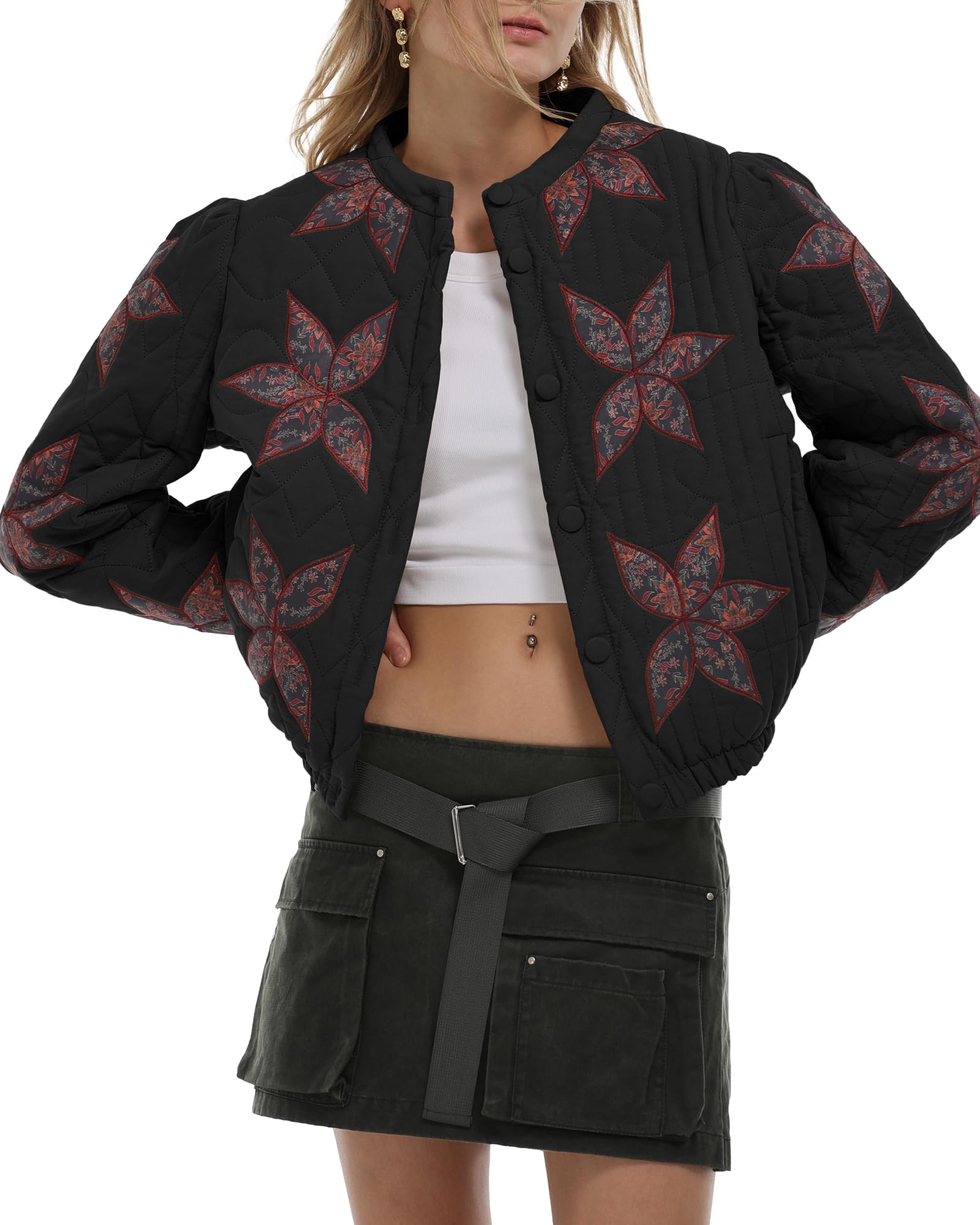 Jaqueta Acolchoada Feminina Locachy Cortada Para Inverno, Preta Quente, L