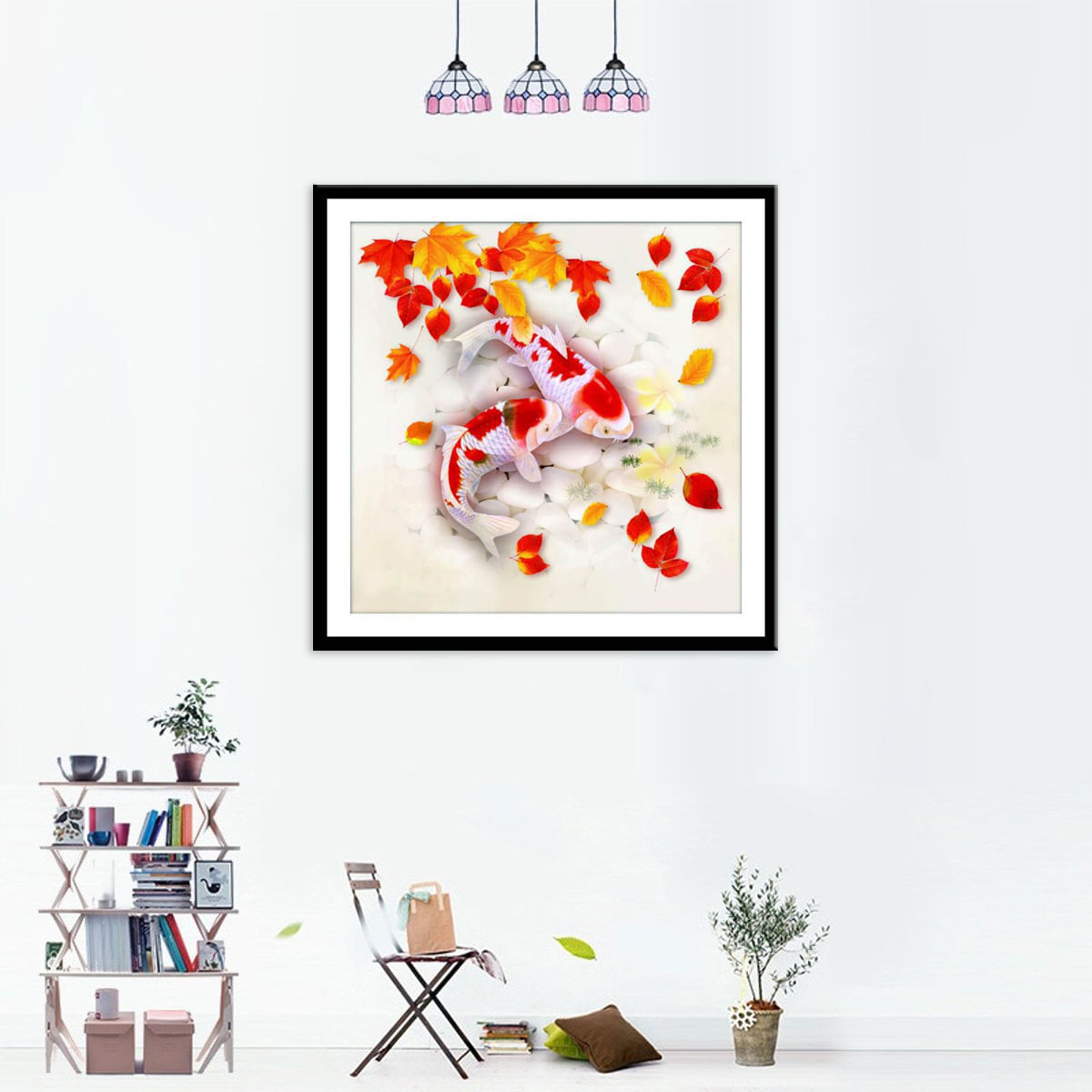 Diy 5d Full Drill Diamond Fish Outono Pintura Bordado Cr