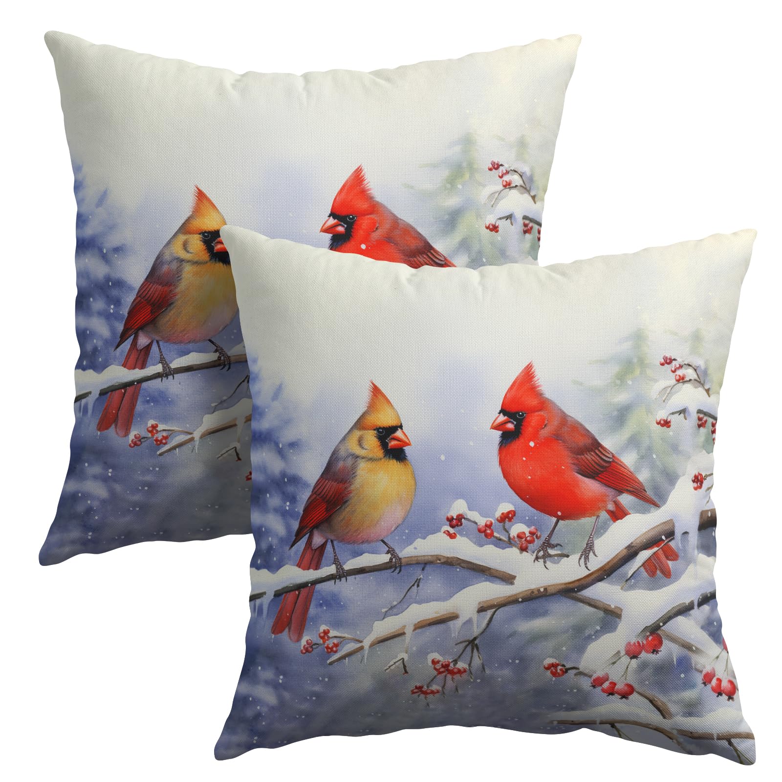 Capa De Almofada Granbey Cardinal Birds Winter 60x60cm, Conjunto 2