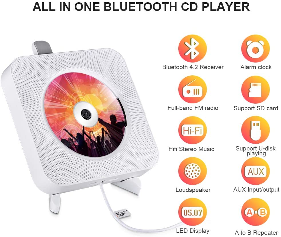 Leitor De Cd Portátil Com Leitor De Cd Bluetooth P