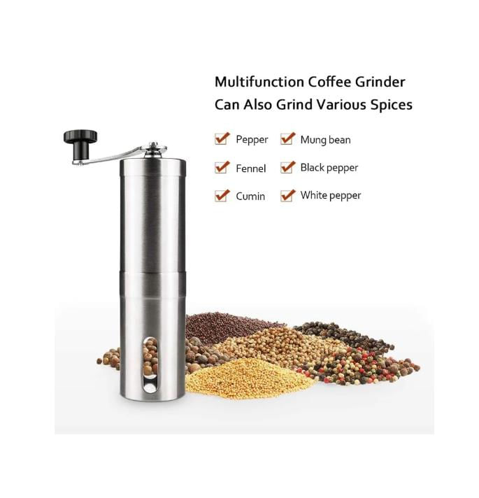 Moedor De Café Manual De Aço Inoxidável Com Ajuste De Moagem