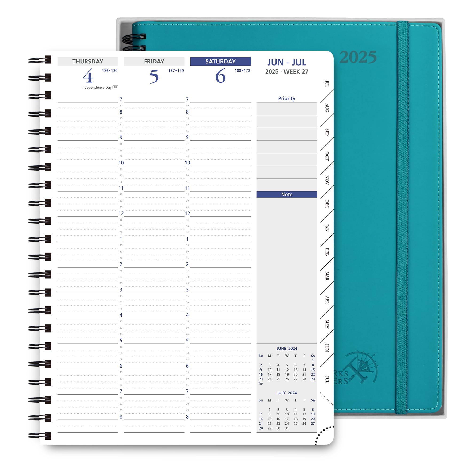 Agenda Semanal Poprun 2025 Spiral Bound 21,6 X 27,9 Cm Verde Pacífico