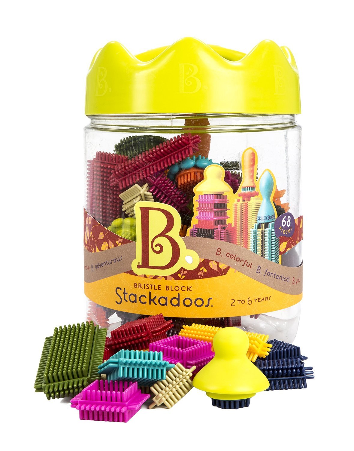Conjunto De Blocos De Construção B. Brinquedos Bristle Block Stackadoos 2 Anos Ou Mais