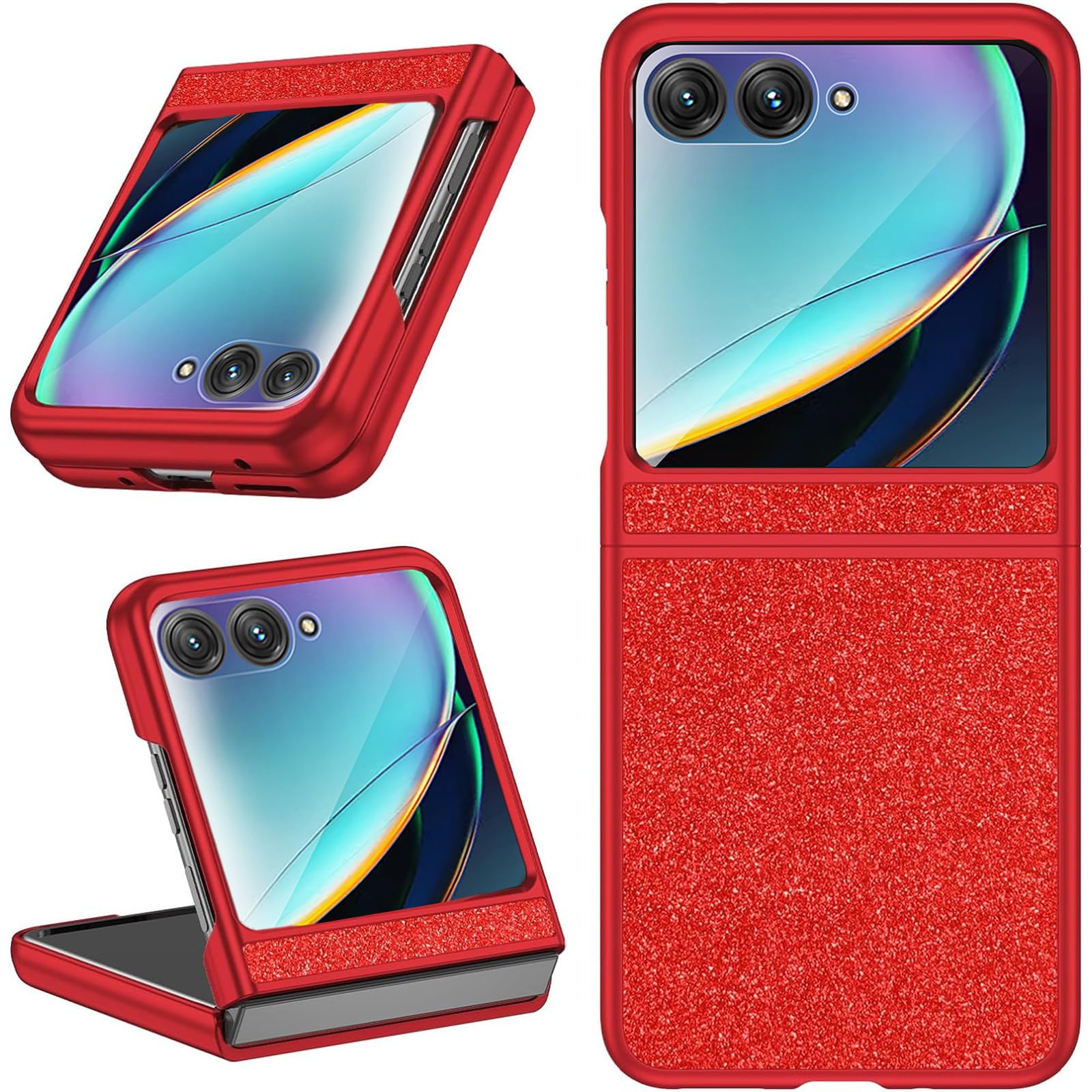 Capa Flip Ninki Para Motorola Razr 2024 Com Protetor De Tela Vermelho