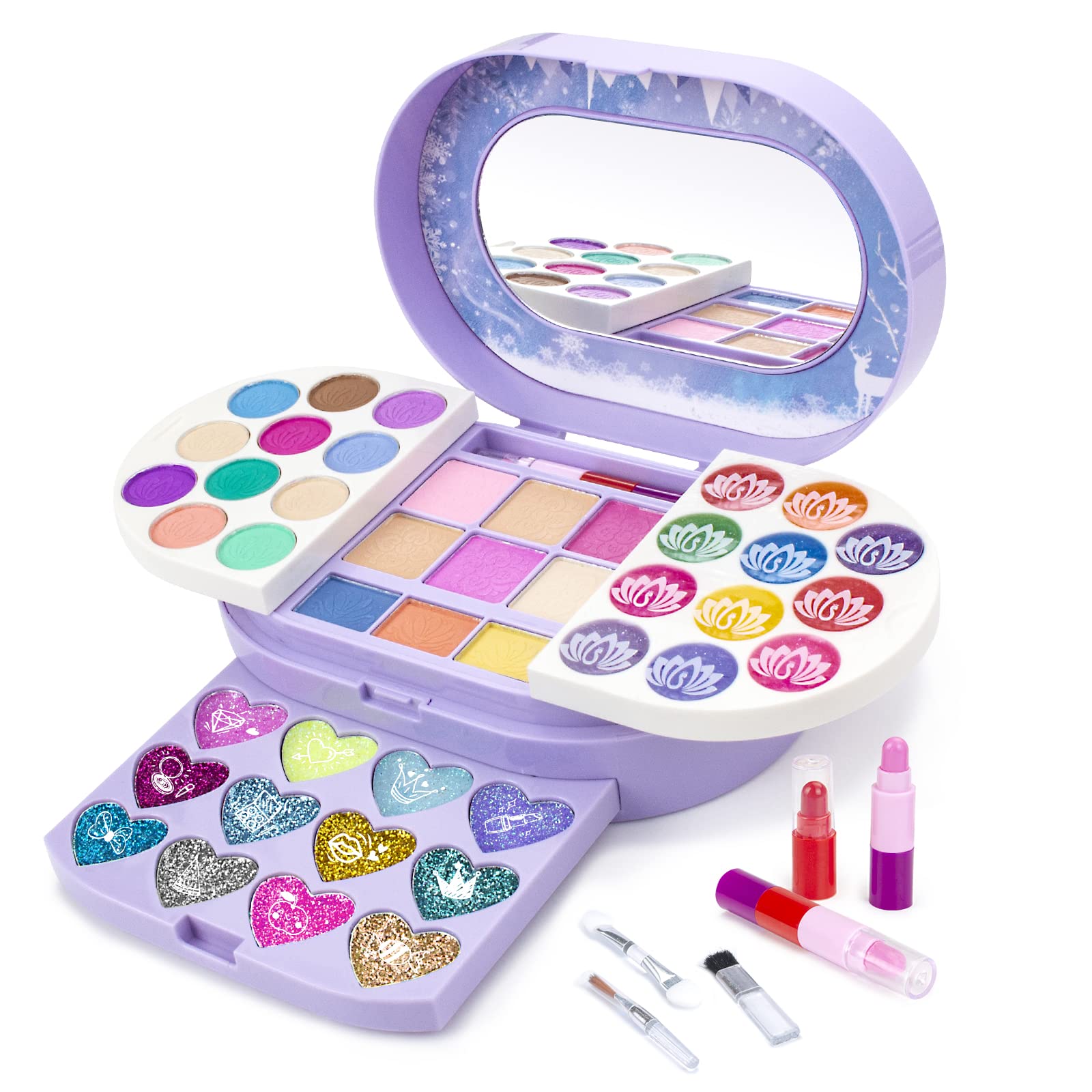 Kit De Maquiagem Tomons Kids Lavável Com Espelho E Paleta