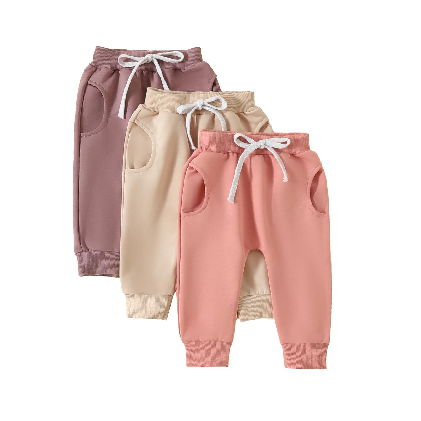 Calças De Bebê Yoawdats, Pacote Com 3 Pull-on Jogger Para Meninos E Meninas