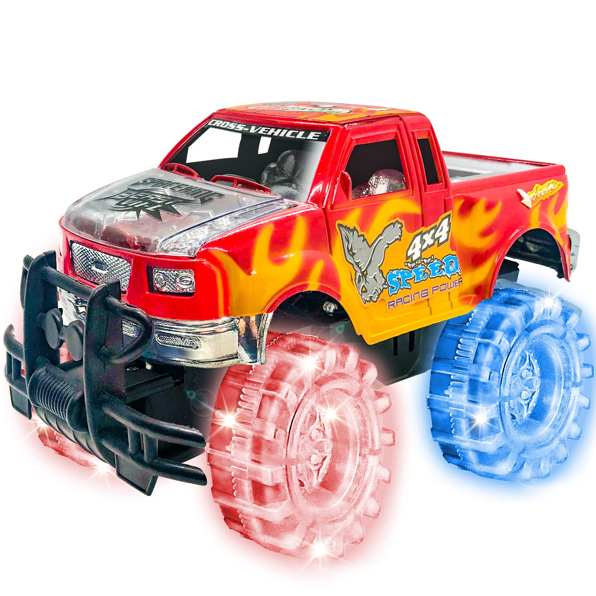 Toy Monster Truck Artcreativity Light Up Red De 20 Cm Com Pneus De Led