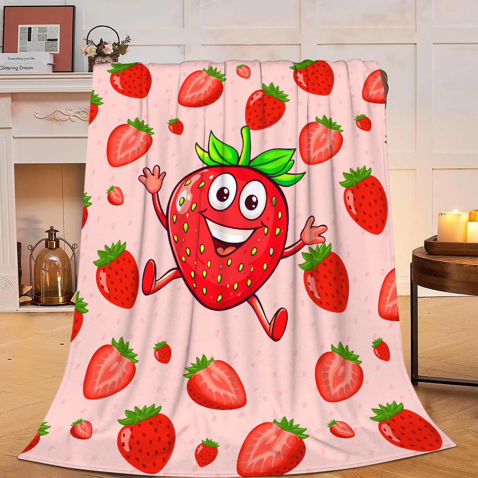 Cobertor Mecowcm Funny Strawberry Fleece Throw 100x125cm