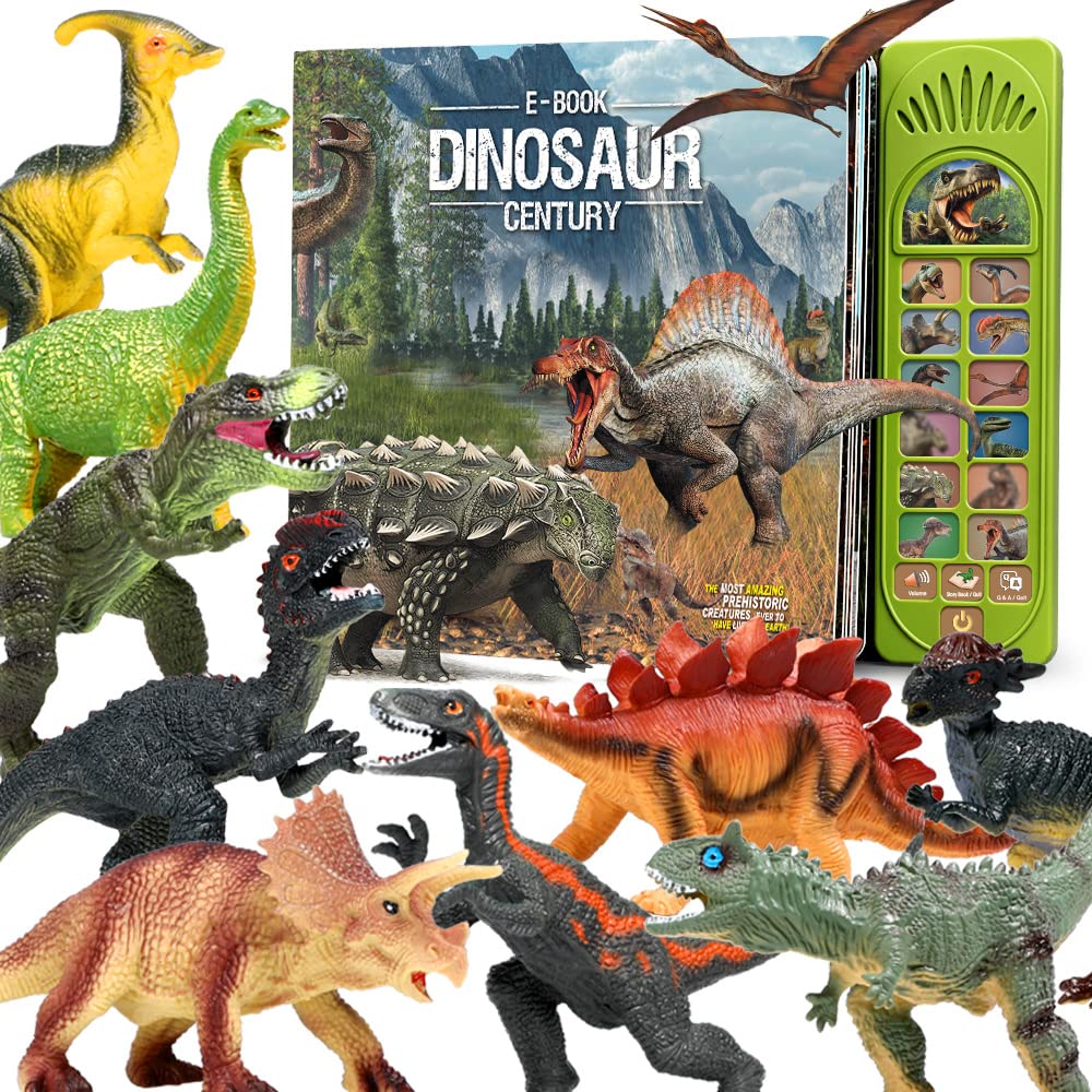 Dinosaur Toys Fruse 12 Figuras Com Livro De Som Interativo