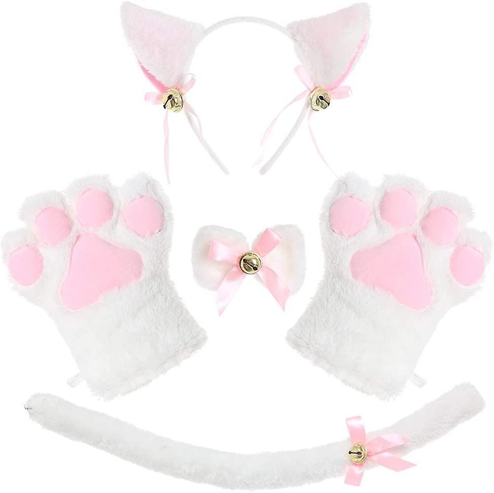 Gato Cosplay Costume Set Gatinho Cauda Orelhas Colarinho Patas Luvas