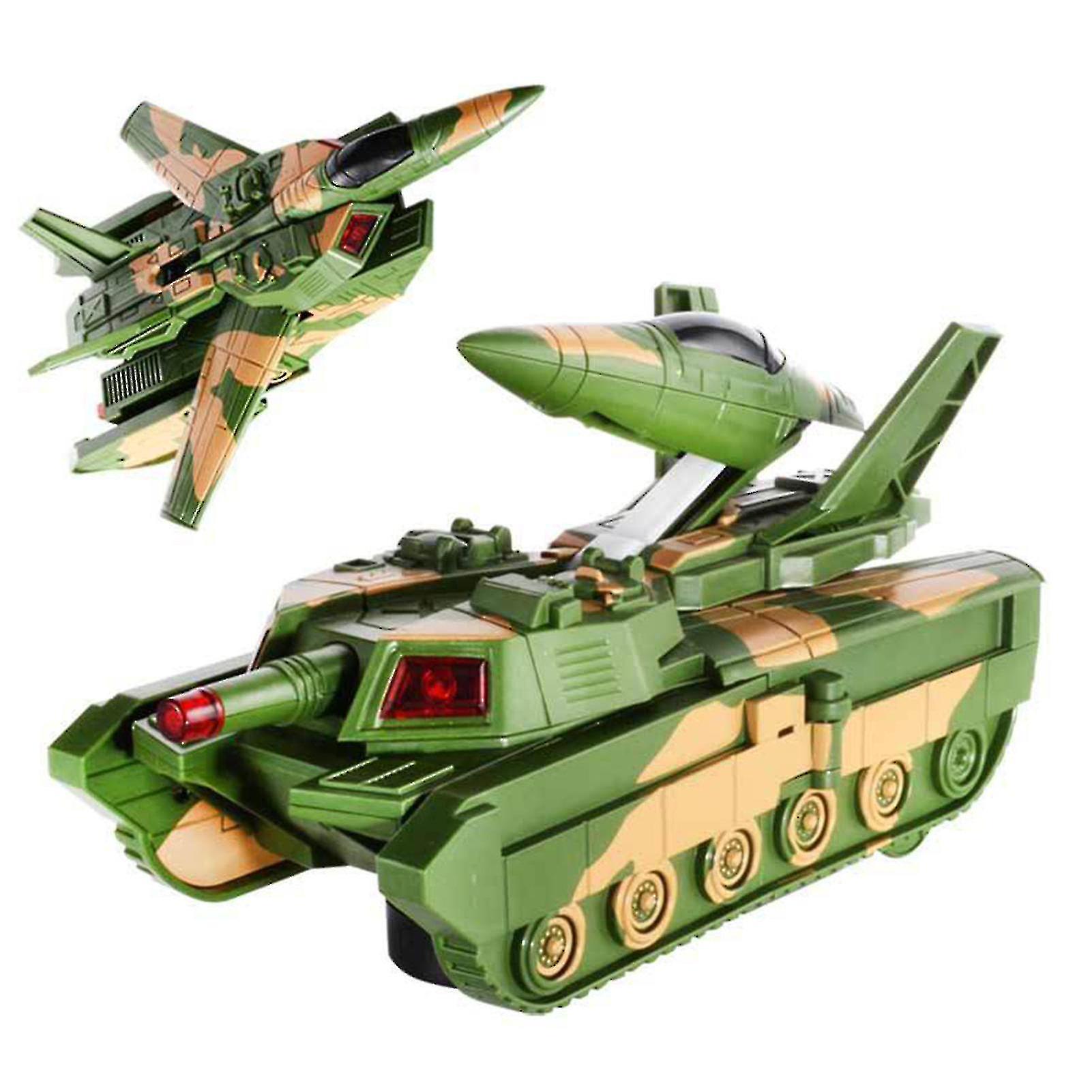 Exército Avião Brinquedo Musical Efeito De Iluminação Transformável 2 Em 1