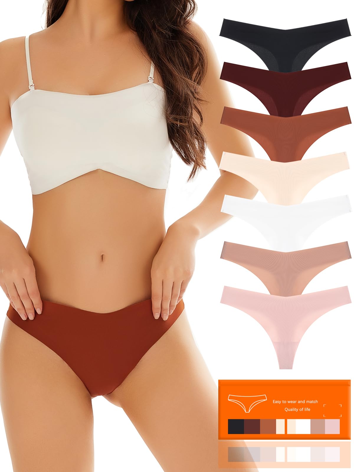 Roupa Íntima E Tangas Sem Costura Para Mulheres, Pacote Com 7