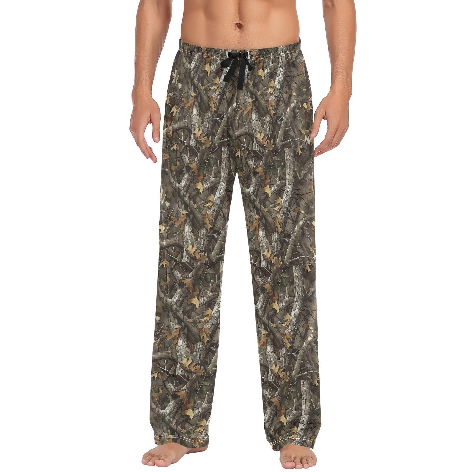 Calças De Pijama Ujskwpi Camo Trees Para Homens Com Bolsos