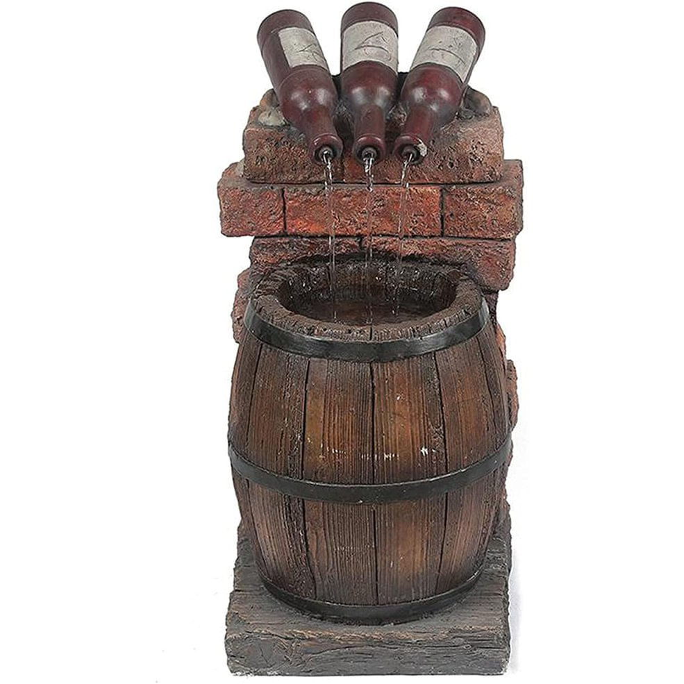 Garrafa De Vinho De Resina E Fontes De Água De Barril Scu De Madeira Rústica
