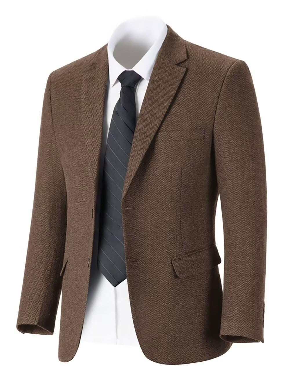 Jaqueta Blazer Herringbone Tweed Wool Blend Brown 3gg Masculino