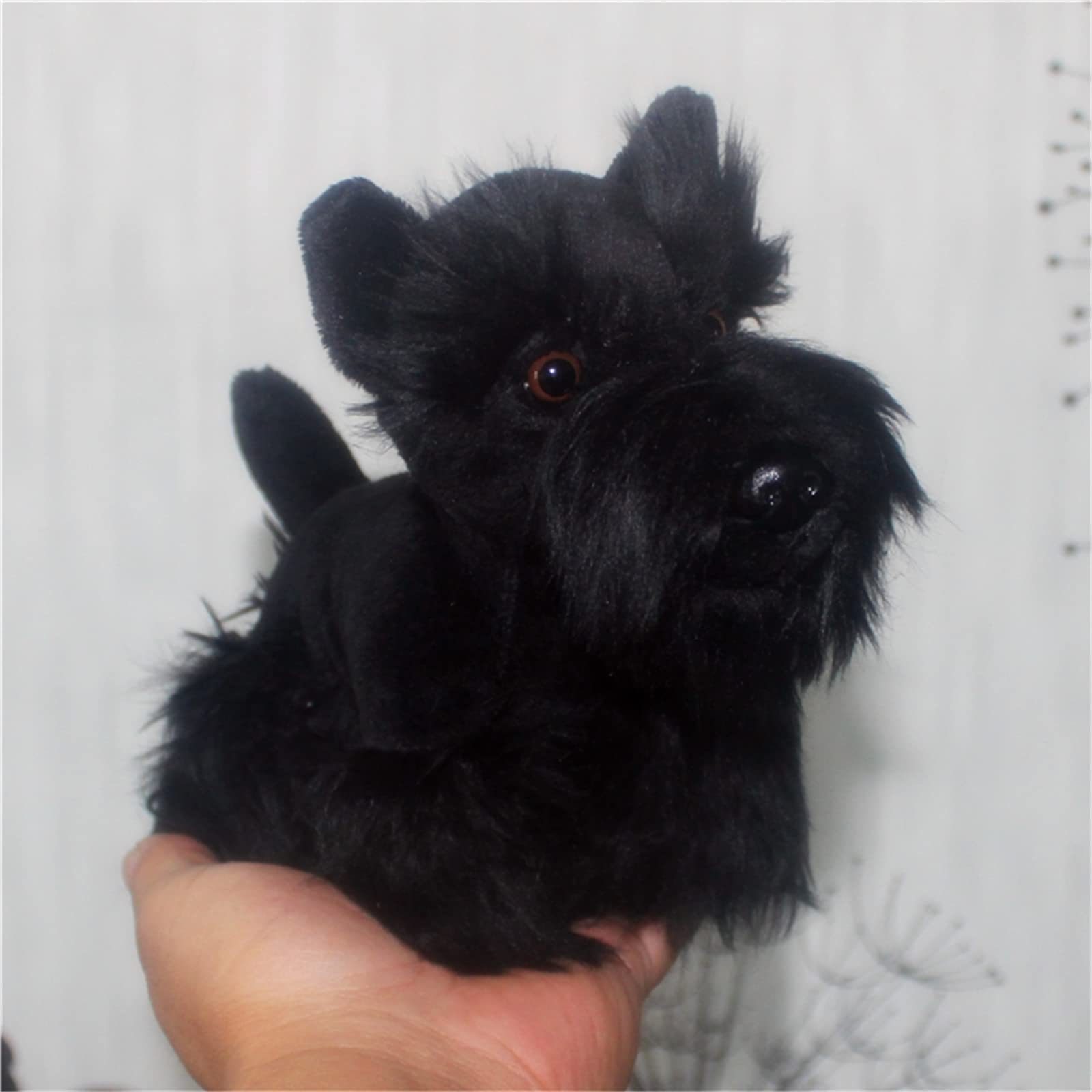 Brinquedo De Pelúcia Syusama Lifelike Black Schnauzer 18 Cm
