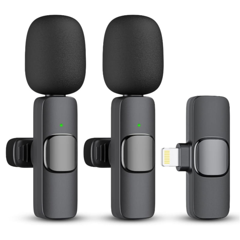 Conjunto De Microfones Sem Fio Lavalier Para Iphone E Ipad - Pacote Com 2