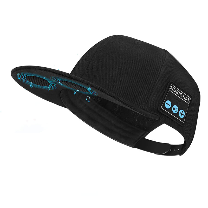 Bluetooth Hat Sport Hat Wireless Music Chapéu-preto
