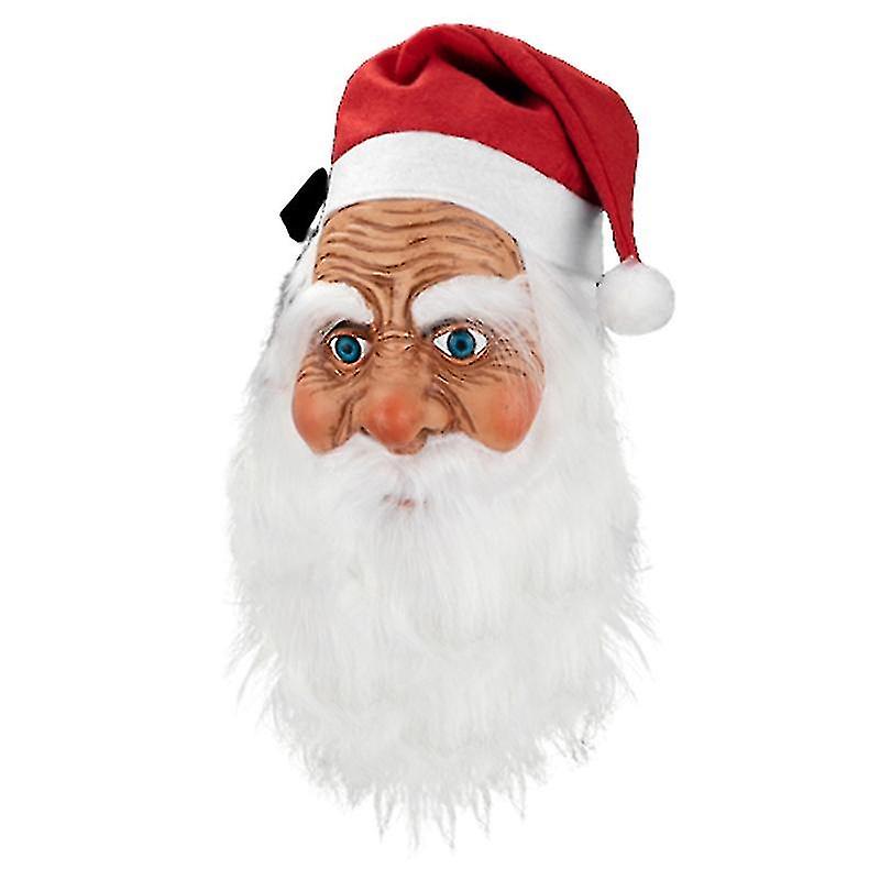Máscara De Látex Para Papai Noel Com Chapéu Vermelho Máscara