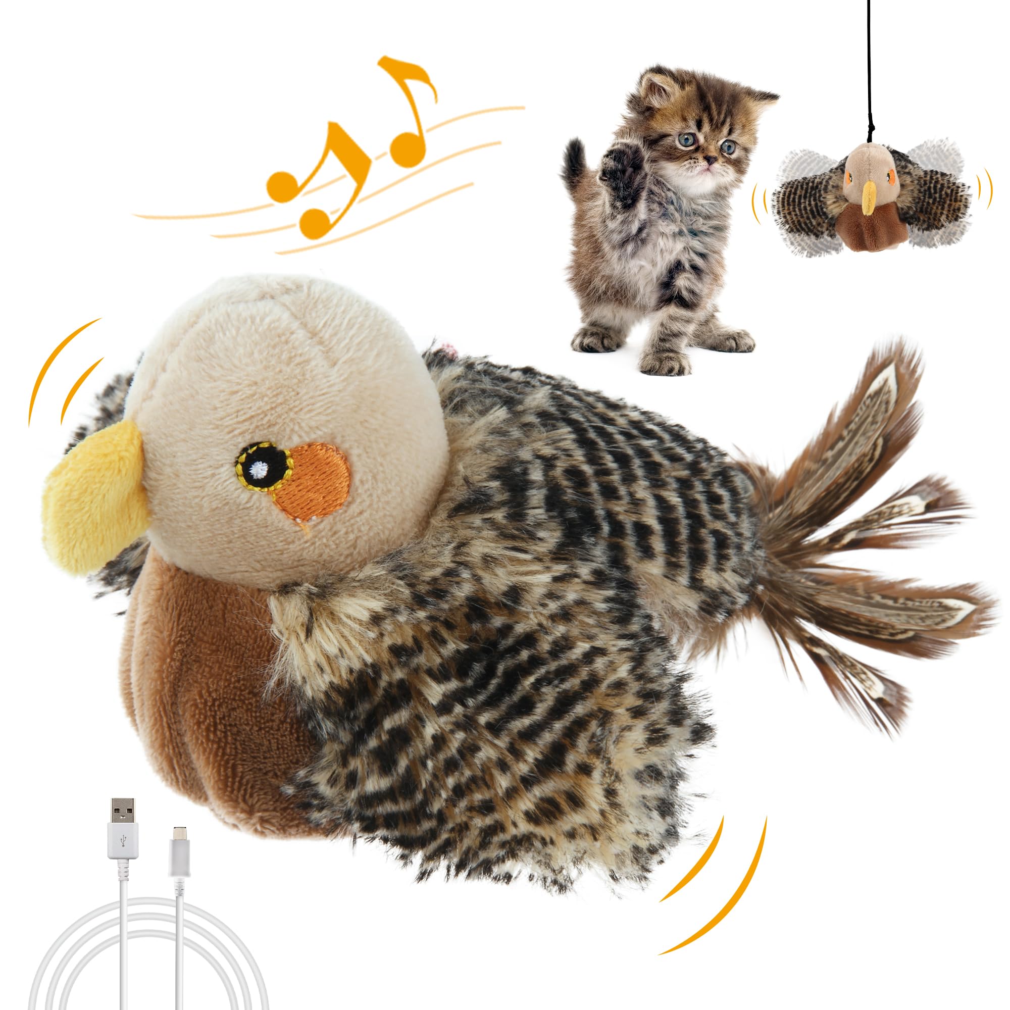 Brinquedo Para Gatos Petgeek Gigwi Recarregável Flapping Bird Com Silvervine