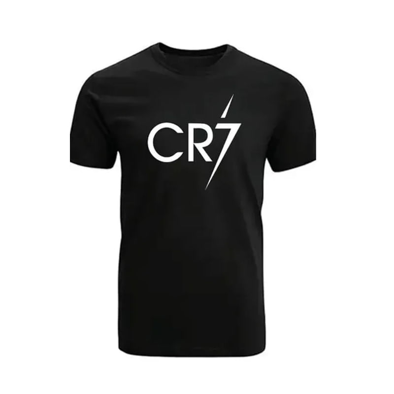 Camisa Com Gola Polo Cr7 Com Estampa Preta Para Homens E Meninos