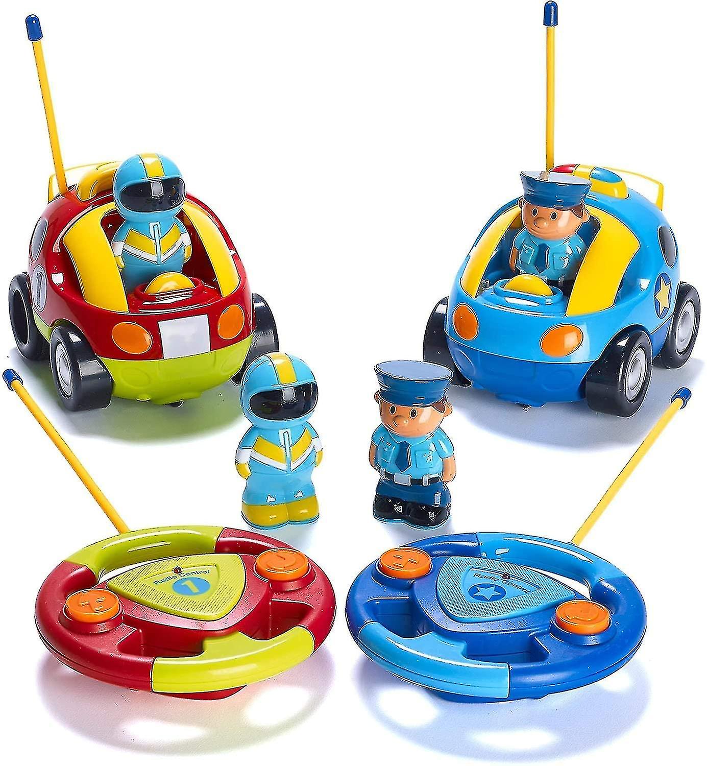 Pack De 2 Desenhos Animados R / C Carro De Polícia E Controle De Rádio Do Carro De Corrida