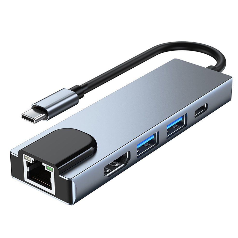 Adaptador De Hub Usb C Compatível Com Hdmi Rj45 100m Vga Usb Otg De 5 Polegadas