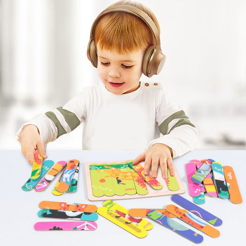 Animais Dupla Face Puzzle Jigsaw Brinquedos Puzzle Onesize