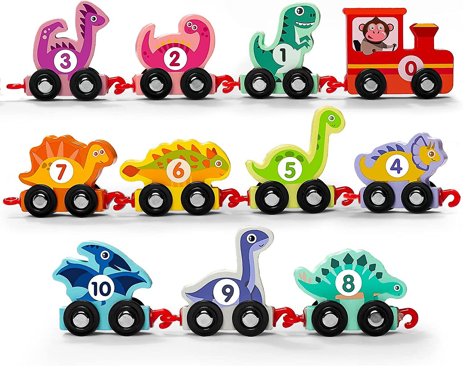 Dinossauro De Madeira Número Train Game Educação Inicial Aprendizagem C