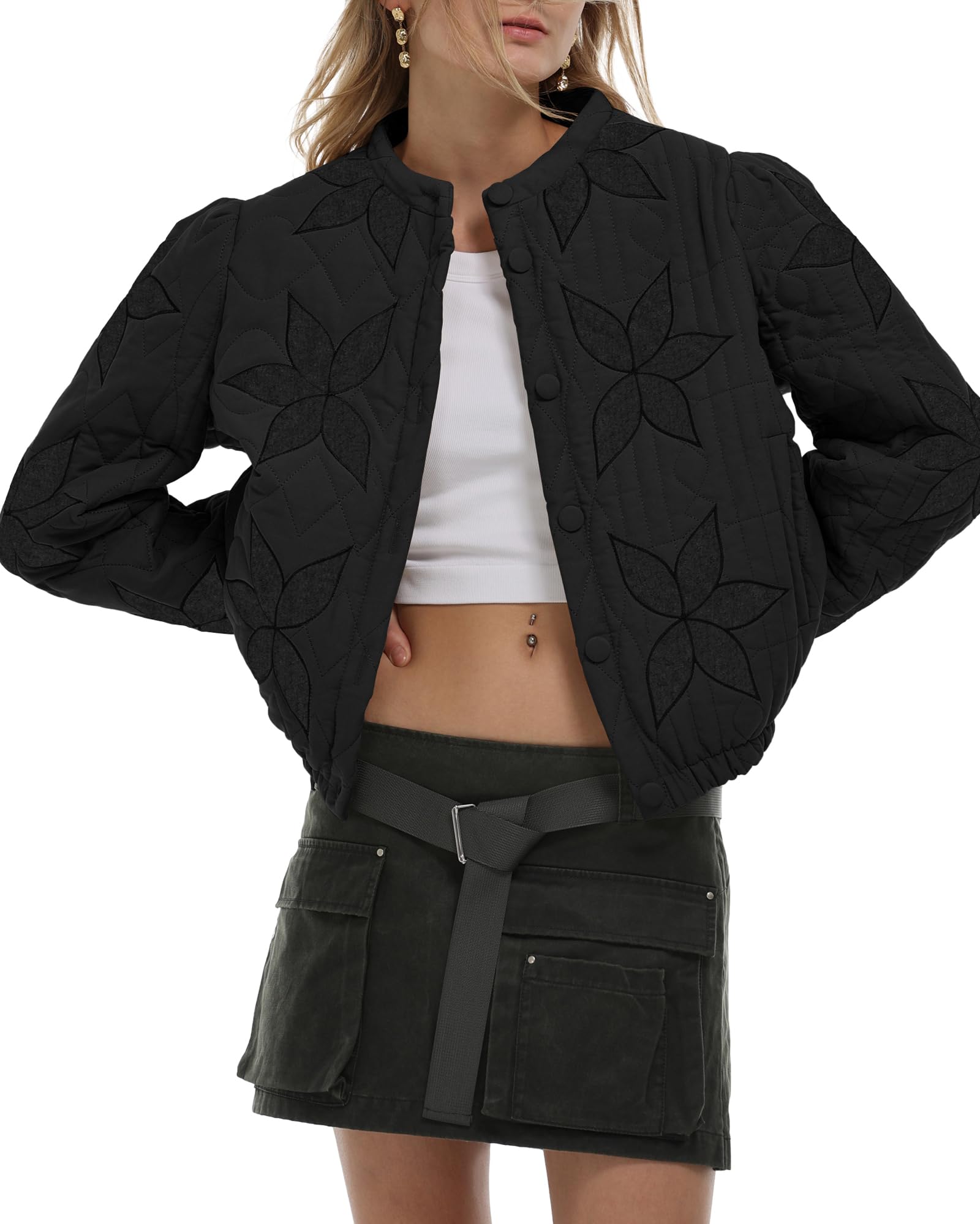 Jaqueta Acolchoada Feminina Locachy, Casual, Cortada, De Inverno, Xs, Preta