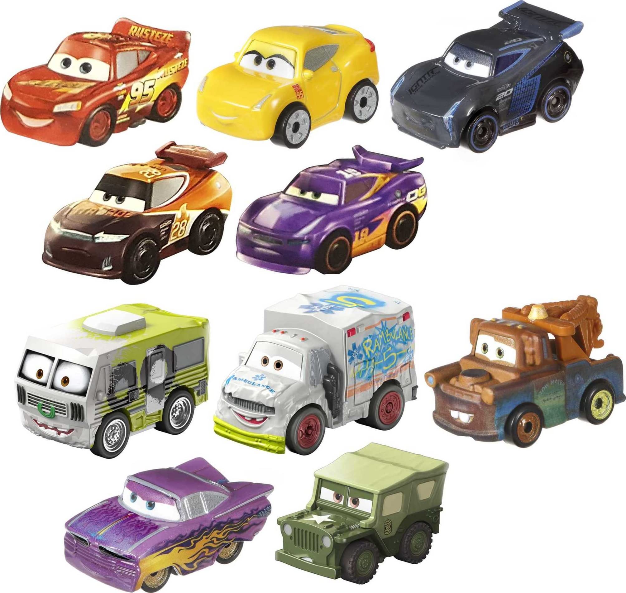 Conjunto De Brinquedos Mattel Disney E Pixar Cars Mini Racers X10