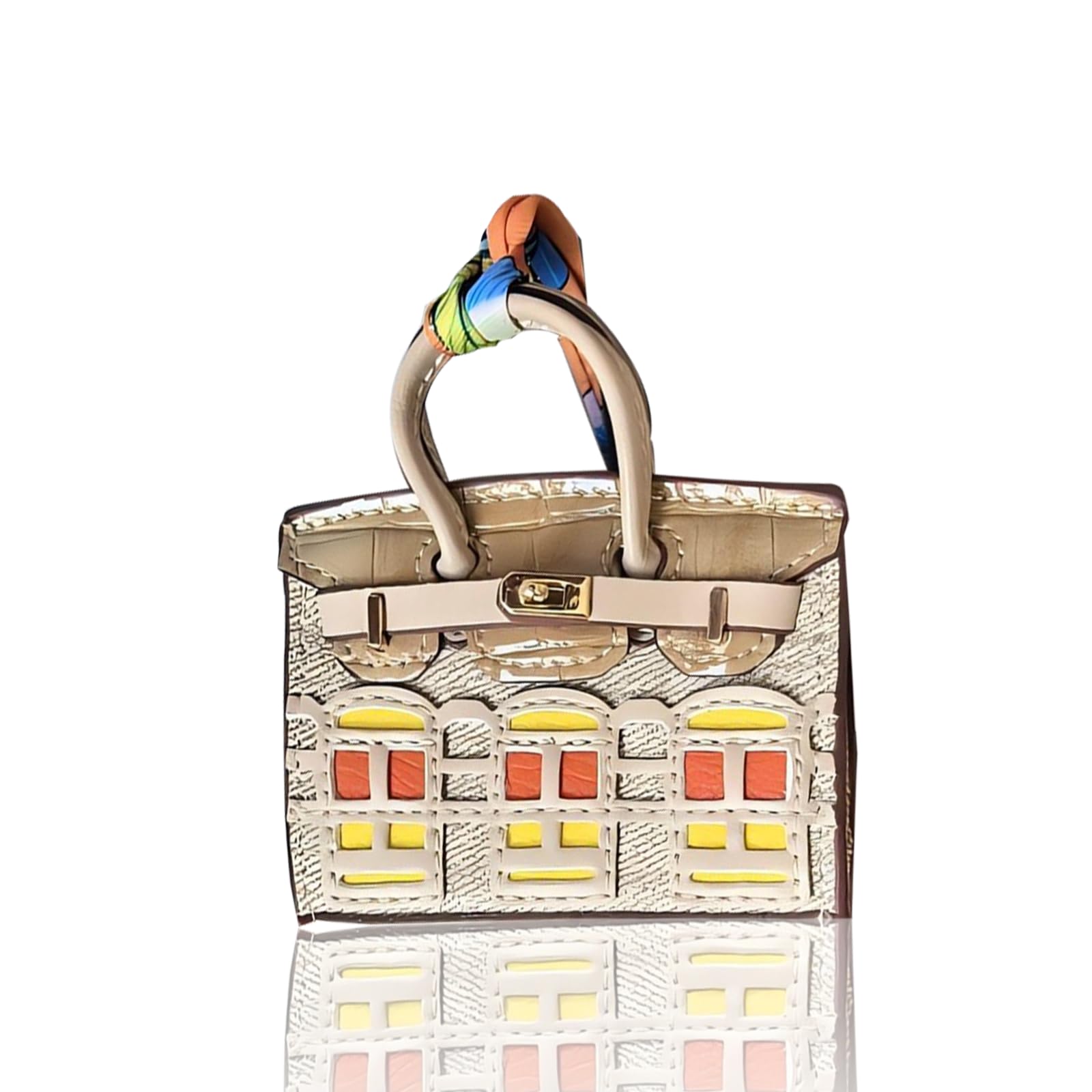 Bag Charms Edibling Cute For Women, Bolsa De Couro, Creme