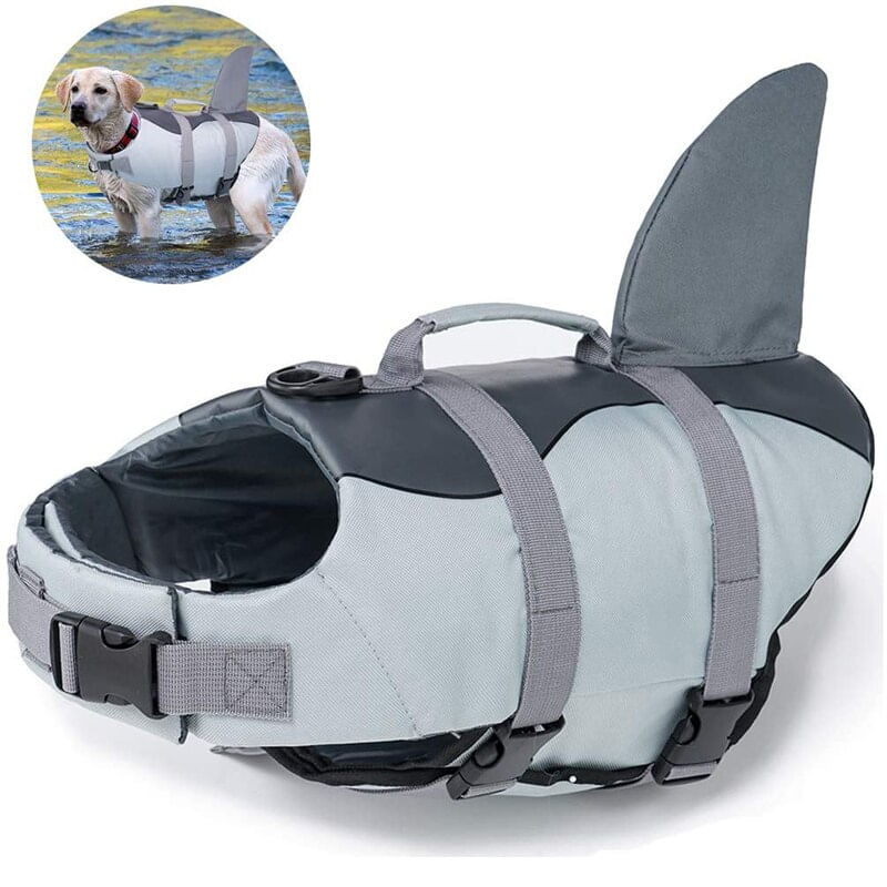 Cão Swimsuit Life Jacket Ripstop Shark Vests Com Resgate