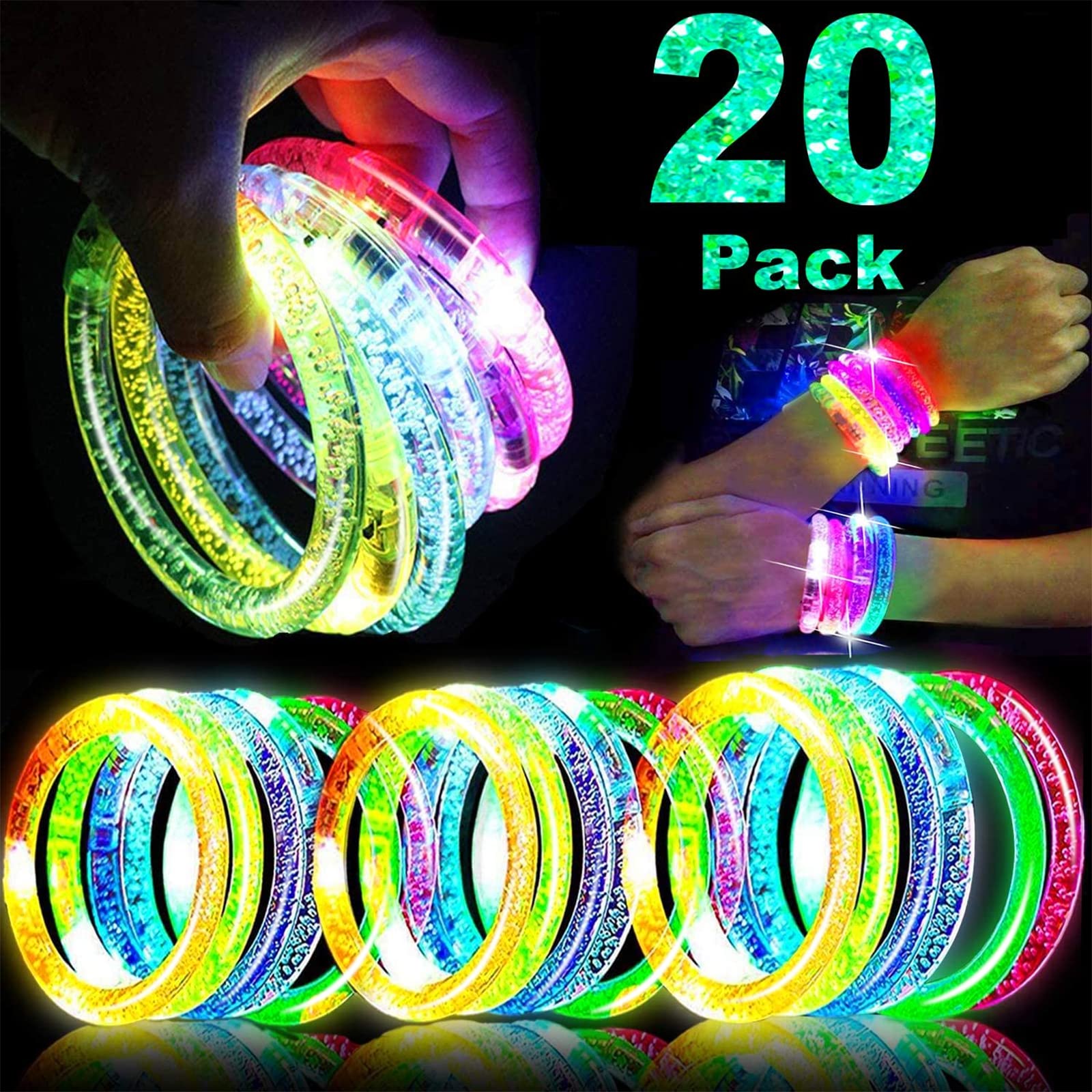 Pulseiras Glow Sticks Turnmeon, Pacote Com 20 Lembrancinhas De Festa Para Crianças