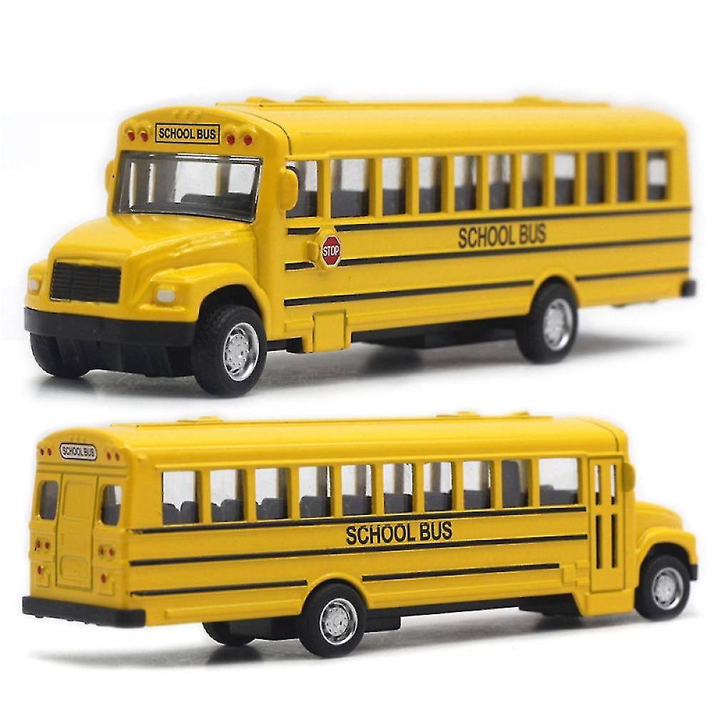 Blue Alloy Pull Back School Bus, Crianças, Carro, Brinquedo,