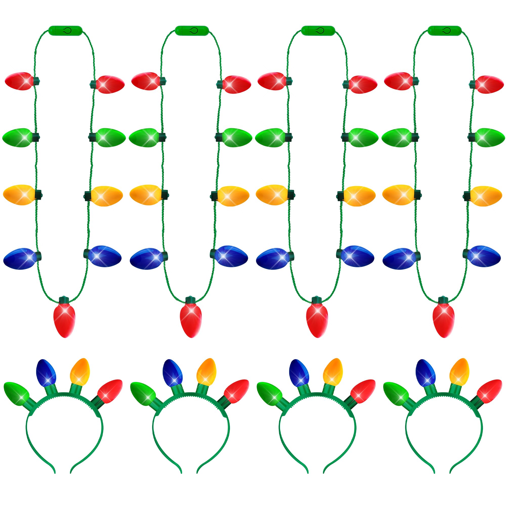 Lembrancinhas De Festa De Natal Eoboh 8 Peças, Colar E Faixa De Cabeça Iluminados