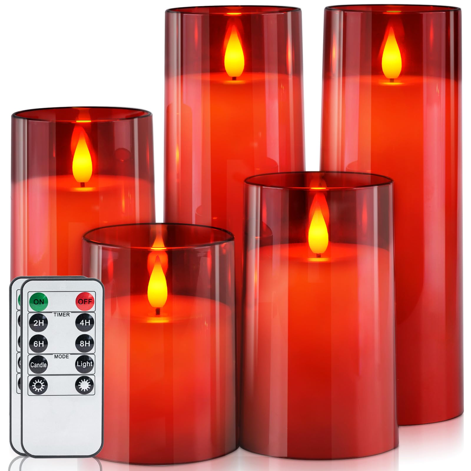 Velas Sem Chama, Led De Acrílico Vermelho Homemory Com Conjunto Remoto De 5