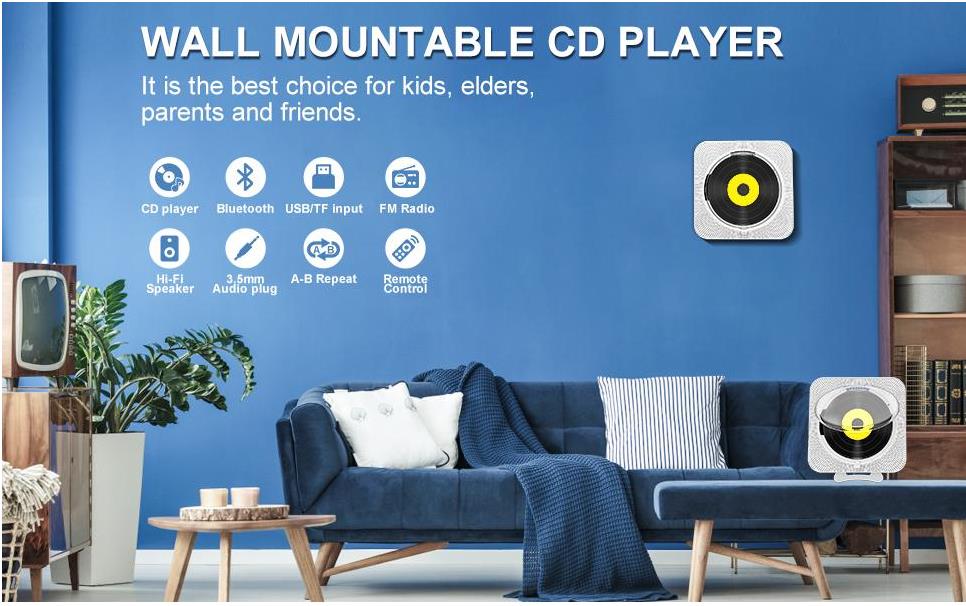 Peer Mount Bluetooth Leitor De Cd Portátil