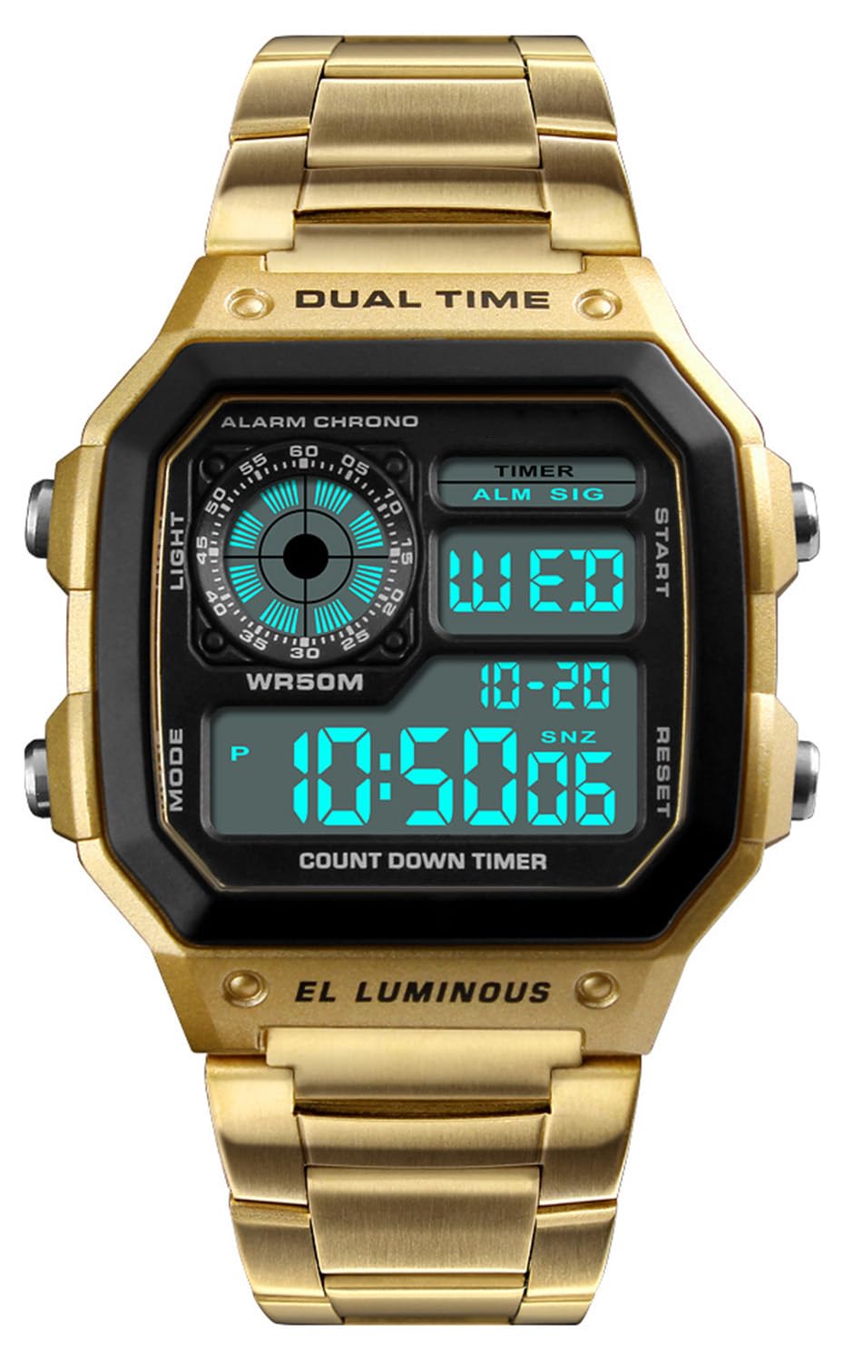 Relógio Reginald Fashion Trend Gold Multifuncional Para Homens