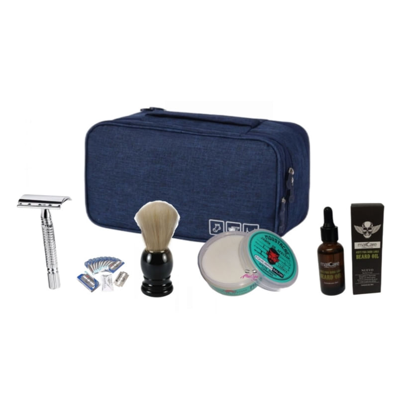 Kit Barber Bear Classic Razor + 10 Peças De Reposição + Sabonete + Óleo