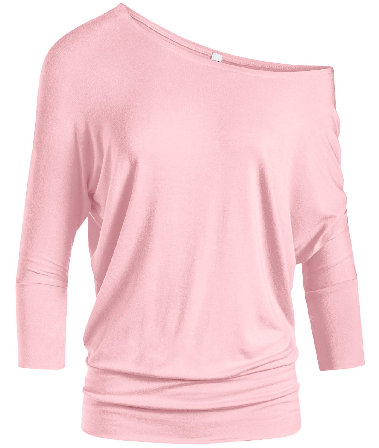 Blusas Dolman Para Mulheres Sem Ombros, Camisas Com Faixas Na Cintura, Mangas 3/4, Blusas Normais E Plus Size (tamanho Gg, Rosa Bebê)