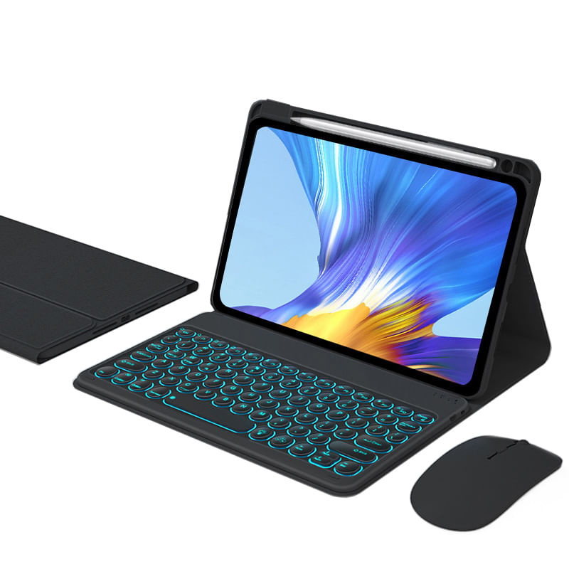 Capa + Teclado Retrô Iluminado + Mouse Para 2020huawei Matepad