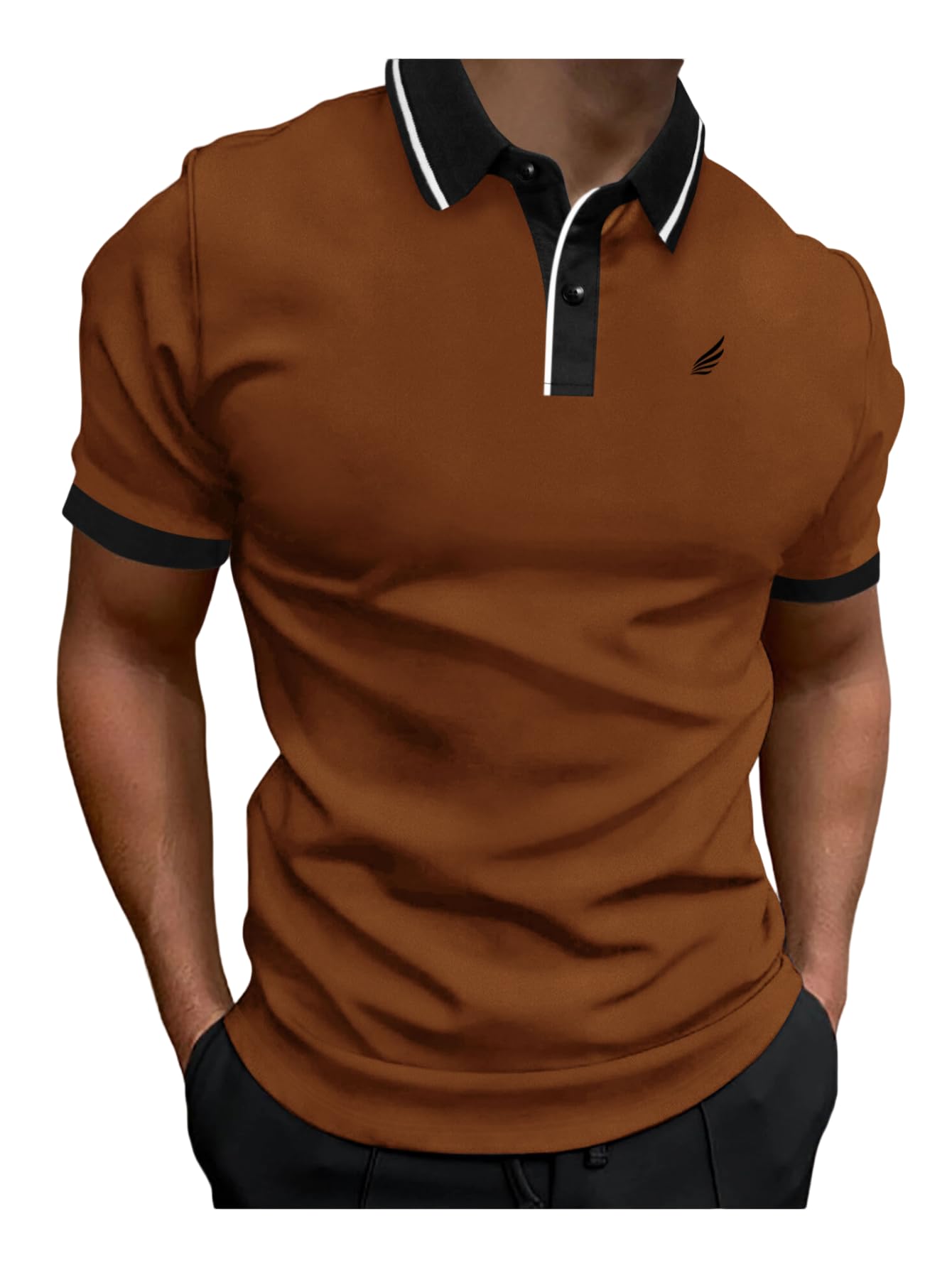 Camisa De Golfe Soly Hux Para Homens Com Estampa De Asa Marrom Tamanho M