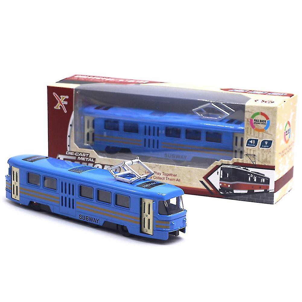 Blue Classic Train Bonde Diecast Música Desenvolvimento Kids Toy