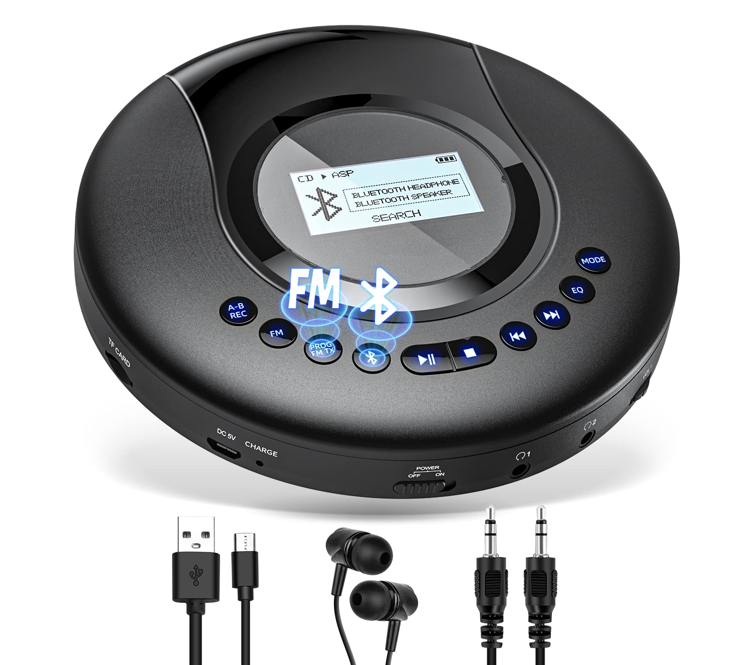 Leitor De Cd Portátil Arafuna Bluetooth Com Rádio Fm 2000mah