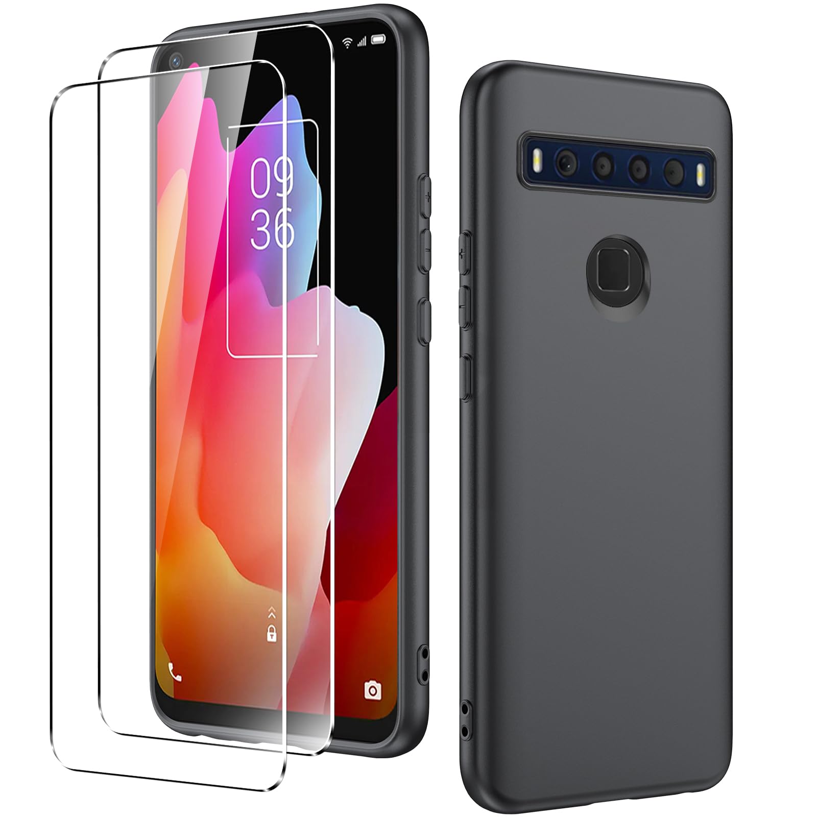 Capa De Telefone + 2 Protetores De Tela Para Tcl 10l/10lite - Preto